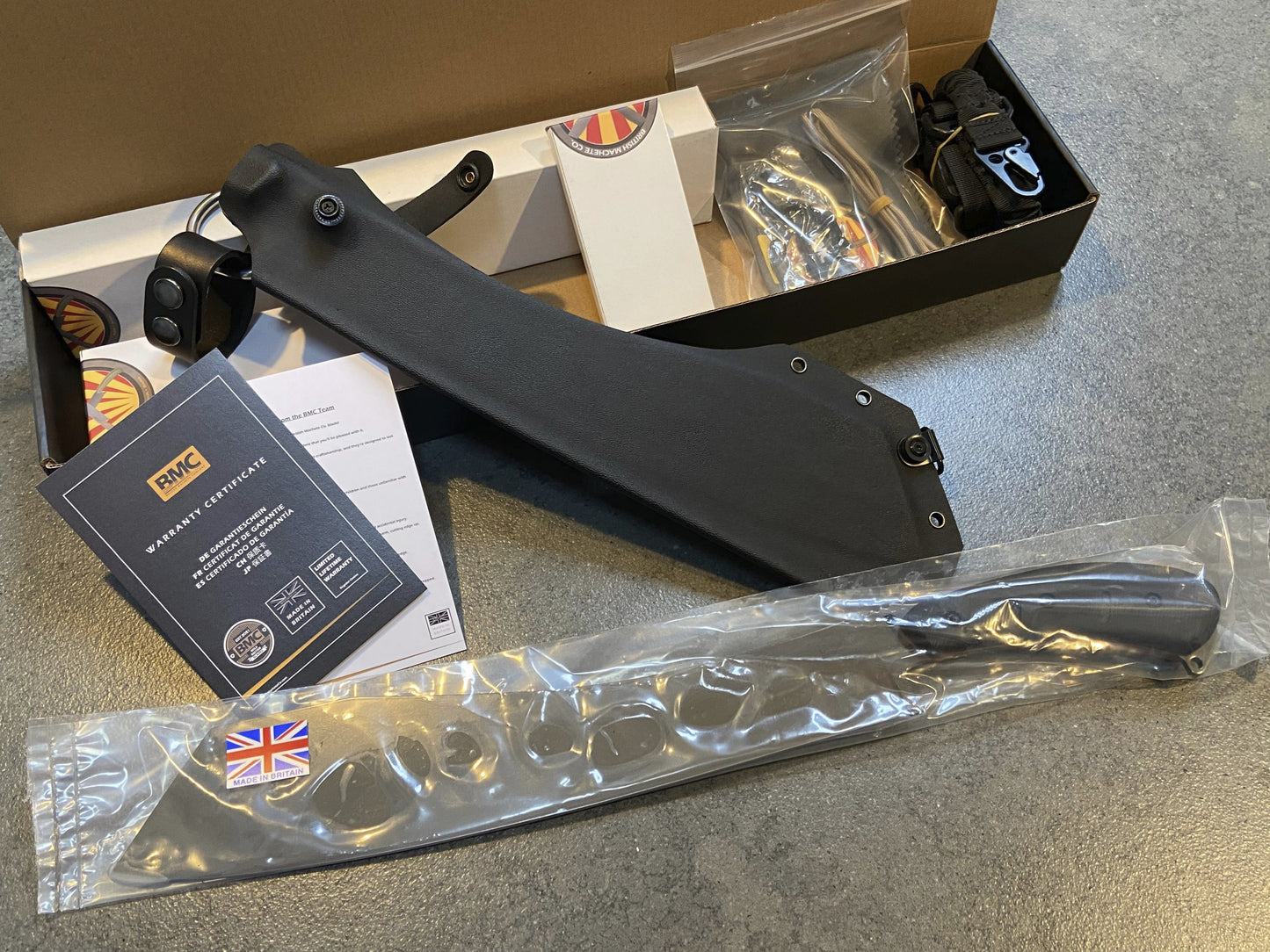BMC Chopra in a box with kydex sheath